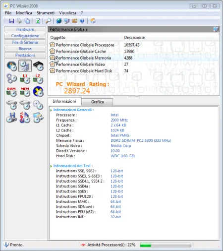Benchmark Compaq Presario CQ60-103EL con PC Wizard Rating