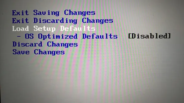 BIOS: OS Optimized Defaults