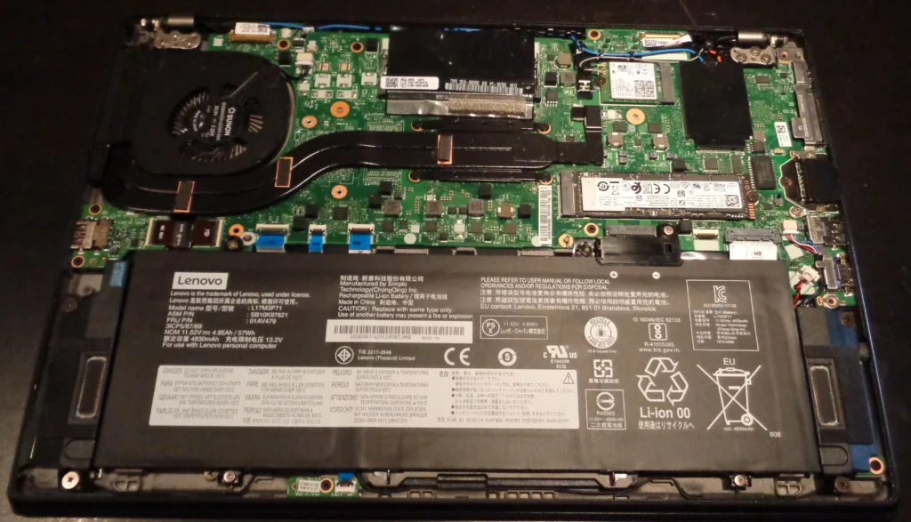 Disposizione componenti interni Lenovo ThinkPad T480s