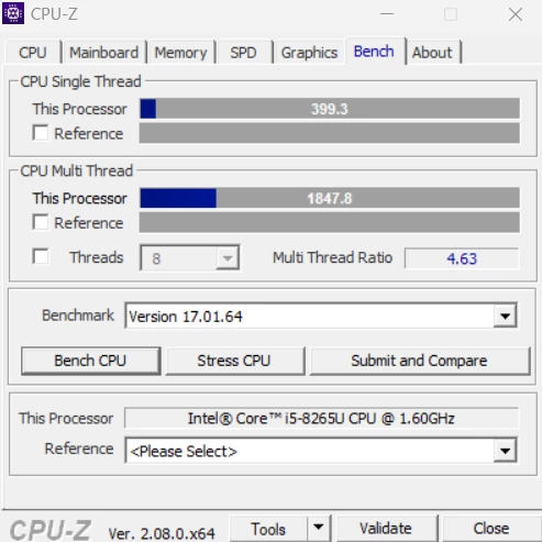 CPU-Z bench processore