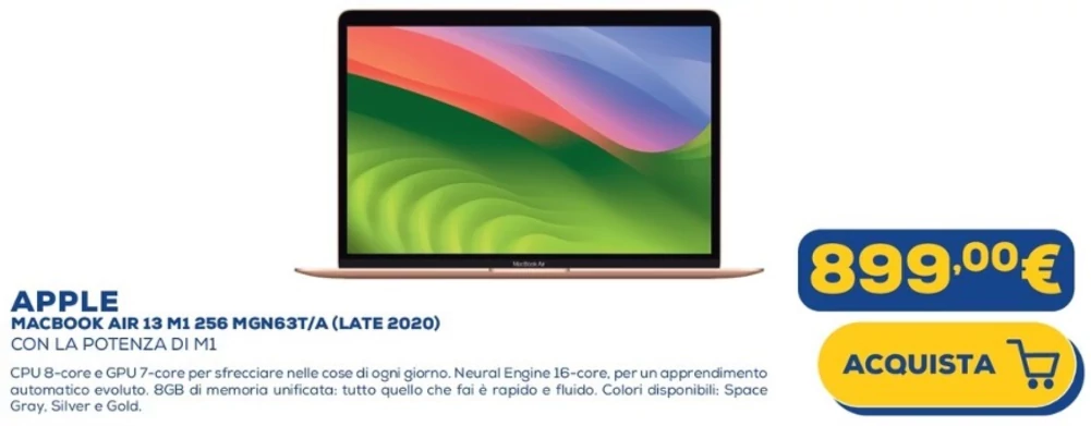 3 portatili da comprare: MacBook Air 2020 da Euronics