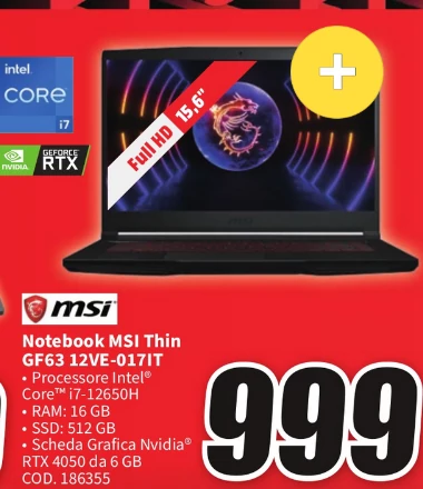3 portatili da comprare: MSI Thin GF63 12VE-017IT da MediaWorld